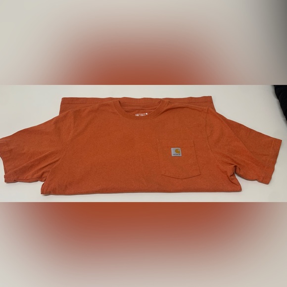 Men's Large Heather Orange 60/40 Cotton/Poly Utility Pocket T Shirt - Picture 4 of 16